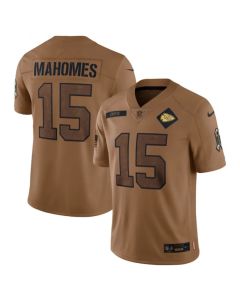 Men's Kansas City Chiefs #15 Patrick Mahomes 2023 Brown Salute To Service Limited Stitched Jersey