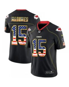 Men's Kansas City Chiefs #15 Patrick Mahomes Black 2018 USA Flag Fashion Limited NFL Stitched Jersey