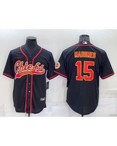Men's Kansas City Chiefs #15 Patrick Mahomes Black Cool Base Stitched Baseball Jersey