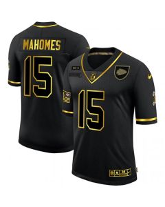 Men's Kansas City Chiefs #15 Patrick Mahomes Black/Gold Salute To service Limited Stitched Jersey