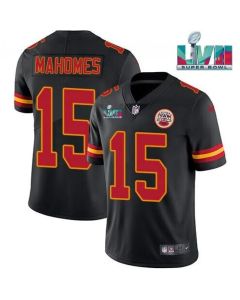 Men's Kansas City Chiefs #15 Patrick Mahomes Black Super Bowl LVII Patch Vapor Untouchable Limited Stitched Jersey