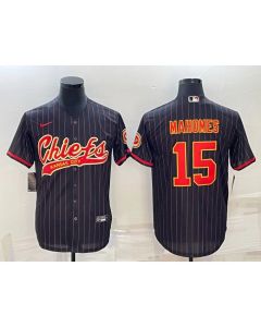 Men's Kansas City Chiefs #15 Patrick Mahomes Black With Patch Cool Base Stitched Baseball Jersey