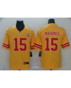 Men's Kansas City Chiefs #15 Patrick Mahomes Gold Inverted Legend Stitched NFL Jersey