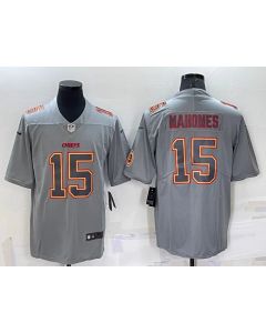 Men's Kansas City Chiefs #15 Patrick Mahomes Grey With Patch Atmosphere Fashion Stitched Jersey