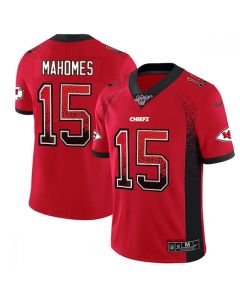 Men's Kansas City Chiefs #15 Patrick Mahomes Red 2019 100th Season Drift Fashion Color Rush Limited Stitched NFL Jersey