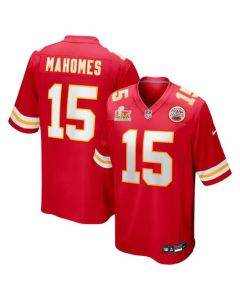 Men's Kansas City Chiefs #15 Patrick Mahomes Red Super Bowl LIX Game Jersey