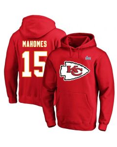 Men's Kansas City Chiefs #15 Patrick Mahomes Red Super Bowl LVII Big & Tall Name & Number Pullover Hoodie