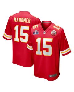 Men's Kansas City Chiefs #15 Patrick Mahomes Red Super Bowl LVIII Game Jersey