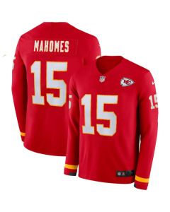 Men's Kansas City Chiefs #15 Patrick Mahomes Red Therma Long Sleeve Stitched NFL Jersey