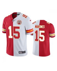 Men's Kansas City Chiefs #15 Patrick Mahomes Red/White Split Vapor Limited Stitched Jersey