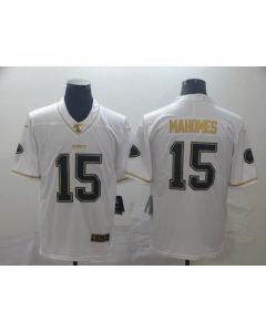 Men's Kansas City Chiefs #15 Patrick Mahomes White 2019 100th Season Golden Edition Limited Stitched NFL Jersey