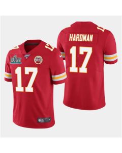 Men's Kansas City Chiefs #17 Mecole Hardman Red Super Bowl LIV With 100th Season Patch Vapor Untouchable Limited Stitched NFL Jersey