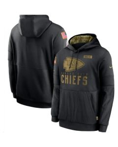 Men's Kansas City Chiefs 2020 Black Salute to Service Sideline Performance Pullover Hoodie