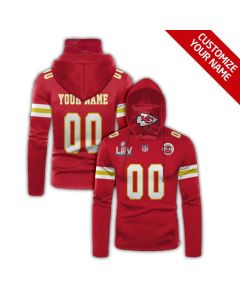 Men's Kansas City Chiefs 2020 Red With Super Bowl Patch Customize Hoodie Mask