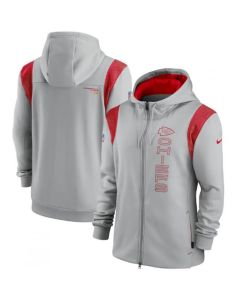 Men's Kansas City Chiefs 2021 Gray Sideline Team Performance Full-Zip Hoodie