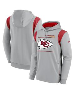 Men's Kansas City Chiefs 2021 Grey Sideline Logo Performance Pullover Hoodie