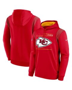 Men's Kansas City Chiefs 2021 Red Sideline Logo Performance Pullover Hoodie