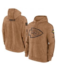 Men's Kansas City Chiefs 2023 Brown Salute to Service Pullover Hoodie