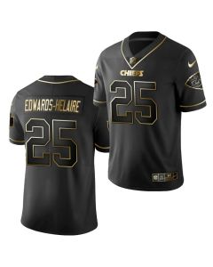 Men's Kansas City Chiefs #25 Clyde Edwards-Helaire Black Golden Limited Stitched Jersey