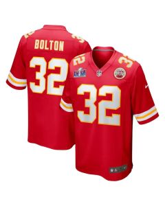 Men's Kansas City Chiefs #32 Nick Bolton Red Super Bowl LVIII Game Jersey