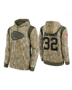 Men's Kansas City Chiefs #32 Tyrann Mathieu Camo 2021 Salute To Service Therma Performance Pullover Hoodie
