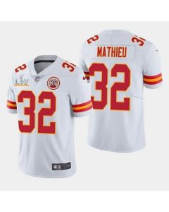 Men's Kansas City Chiefs #32 Tyrann Mathieu White 2021 Super Bowl LV Stitched NFL Jersey