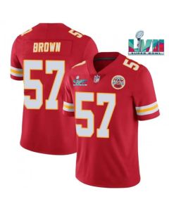 Men's Kansas City Chiefs #57 Orlando Brown Red Super Bowl LVII Patch Vapor Untouchable Limited Stitched Jersey