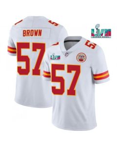 Men's Kansas City Chiefs #57 Orlando Brown White Super Bowl LVII Patch Vapor Untouchable Limited Stitched Jersey