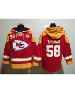 Men's Kansas City Chiefs #58 Derrick Thomas Red Lace-Up Pullover Hoodie