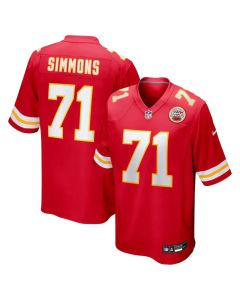 Men's Kansas City Chiefs #71 Josh Simmons Red 2025 NFL Draft First Round Pick Game Jersey