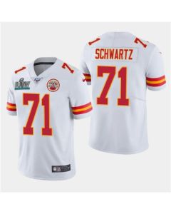 Men's Kansas City Chiefs #71 Schwartz White Super Bowl LIV With 100th Season Patch Vapor Untouchable Limited Stitched NFL Jersey