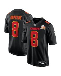 Men's Kansas City Chiefs #8 DeAndre Hopkins Carbon Black Super Bowl LIX Fashion Game Jersey (Black)