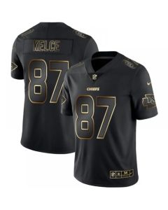 Men's Kansas City Chiefs #87 Travis Kelce 2019 Black Gold Edition Stitched NFL Jersey