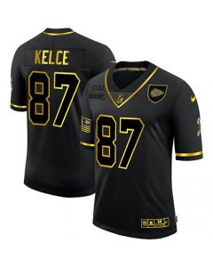 Men's Kansas City Chiefs #87 Travis Kelce Black/Gold Salute To service Limited Stitched Jersey