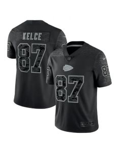 Men's Kansas City Chiefs #87 Travis Kelce Black Reflective Limited Stitched Football Jersey