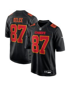 Men's Kansas City Chiefs #87 Travis Kelce Carbon Black Fashion Game Jersey (Black)