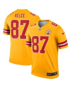 Men's Kansas City Chiefs #87 Travis Kelce Gold Inverted Legend Jersey
