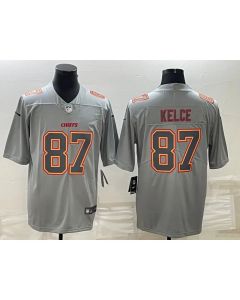 Men's Kansas City Chiefs #87 Travis Kelce Gray Atmosphere Fashion Stitched Jersey