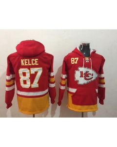 Men's Kansas City Chiefs #87 Travis Kelce Red All Stitched NFL Hoodie Sweatshirt