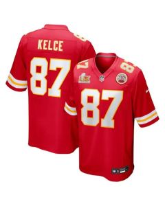 Men's Kansas City Chiefs #87 Travis Kelce Red Super Bowl LIX Game Jersey (Red)