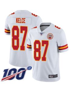 Men's Kansas City Chiefs #87 Travis Kelce White 2019 100th Season Vapor Untouchable Limited Stitched NFL Jersey