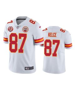 Men's Kansas City Chiefs #87 Travis Kelce White 2019 60th Anniversary Limited Stitched NFL Jersey