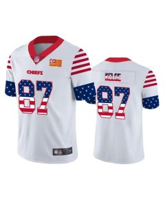 Men's Kansas City Chiefs #87 Travis Kelce White 2019 USA Flag Fashion Limited Stitched NFL Jersey