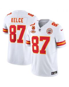 Men's Kansas City Chiefs #87 Travis Kelce White 2024 F.U.S.E. With "NKH" Patch And 4-star C Patch Vapor Untouchable Limited Stitched Jersey