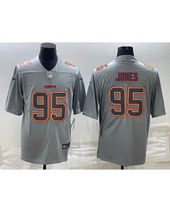 Men's Kansas City Chiefs #95 Chris Jones Gray Atmosphere Fashion Stitched Jersey
