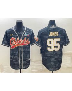 Men's Kansas City Chiefs #95 Chris Jones Grey Camo With Super Bowl LVII Patch Cool Base Stitched Baseball Jersey