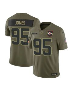 Men's Kansas City Chiefs #95 Chris Jones Olive 2025 Salute to Service Retired Limited Jersey (Olive)