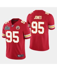 Men's Kansas City Chiefs #95 Chris Jones Red Super Bowl LIV With 100th Season Patch Vapor Untouchable Limited Stitched NFL Jersey