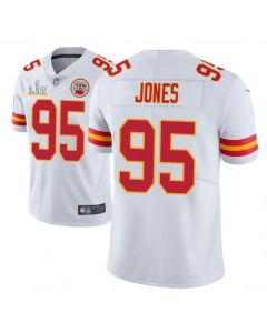 Men's Kansas City Chiefs #95 Chris Jones White 2021 Super Bowl LV Stitched NFL Jersey