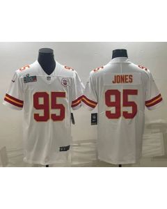 Men's Kansas City Chiefs #95 Chris Jones White Super Bowl LVII Patch Vapor Untouchable Limited Stitched Jersey